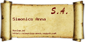 Simonics Anna névjegykártya