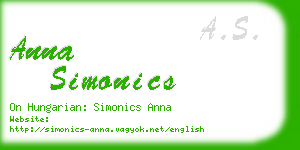 anna simonics business card